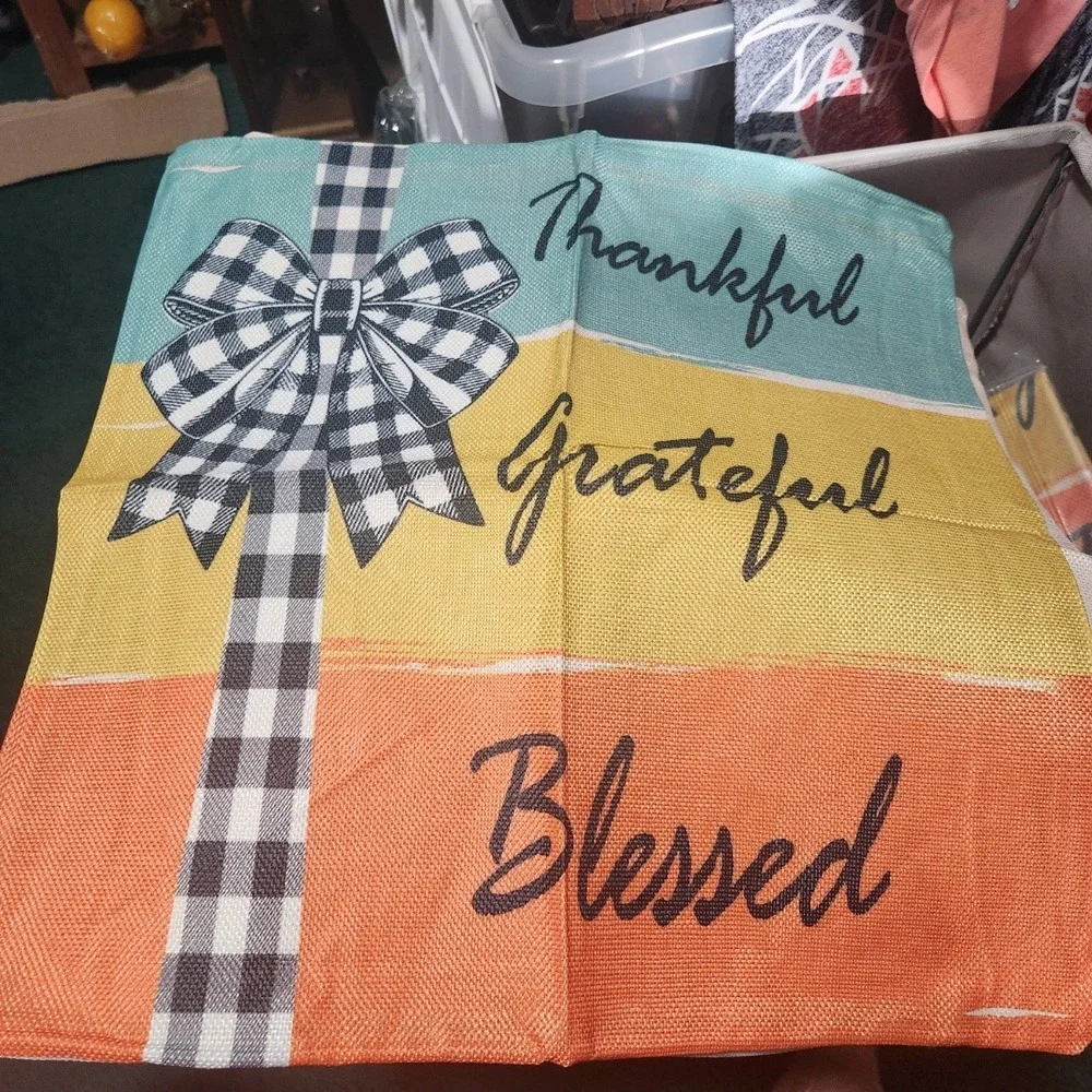 Fall Pillow Covers 18x18 Set Hello Fall Thankful Grateful Blessed Pumpkin Zipper